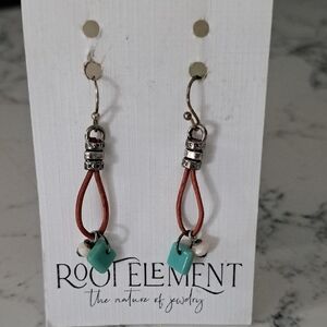 NWT Element Silver and Brown Loop Earrings